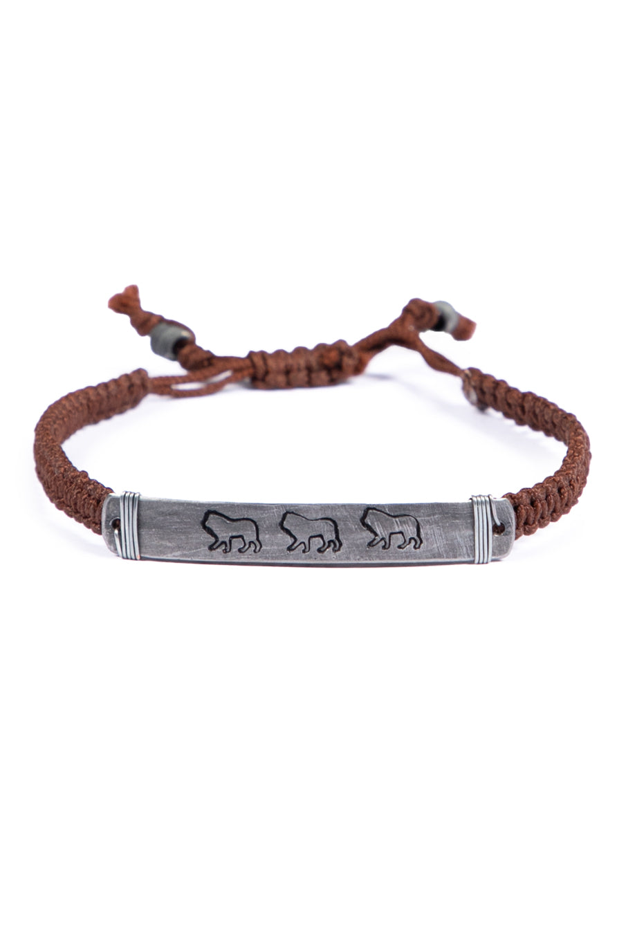 Hammered snare bracelet with lion stamp