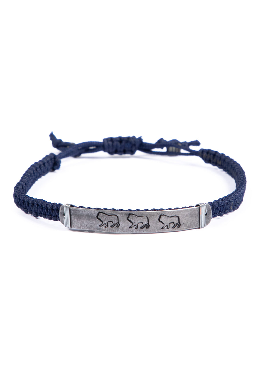 Hammered snare bracelet with lion stamp