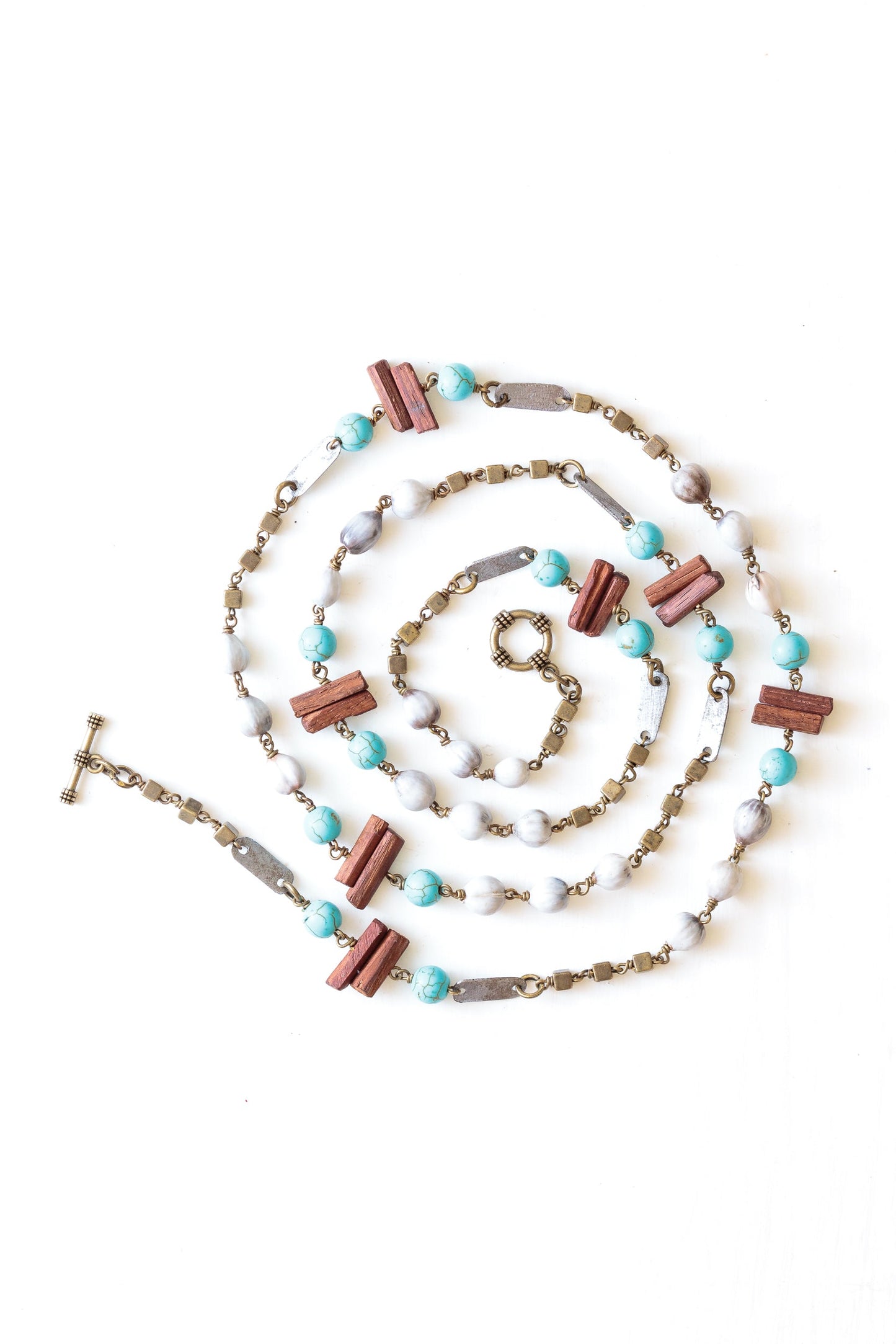 Organic element snare bracelet & necklace in turquoise