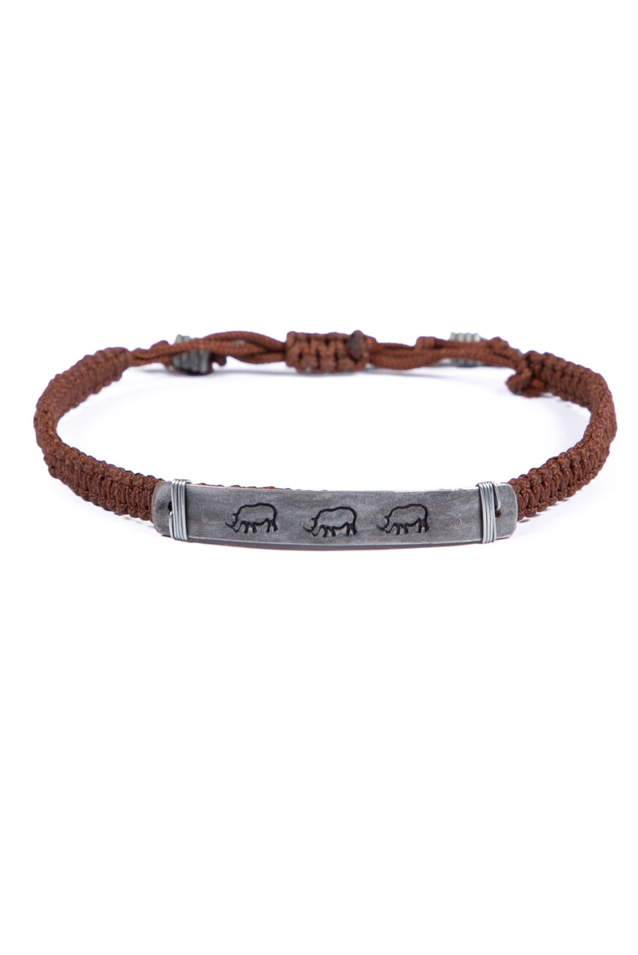 Hammered snare bracelet with rhino stamp