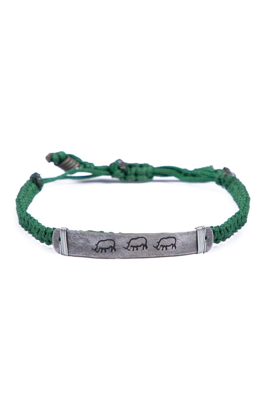 Hammered snare bracelet with rhino stamp