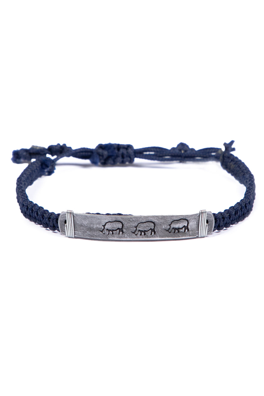 Hammered snare bracelet with rhino stamp