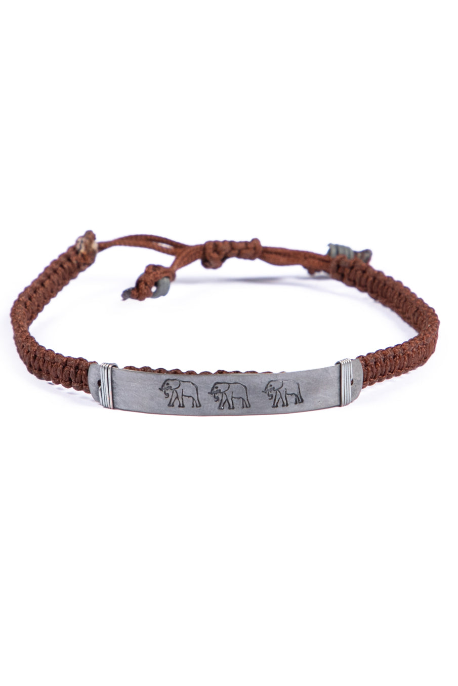 Hammered snare bracelet with elephant stamp