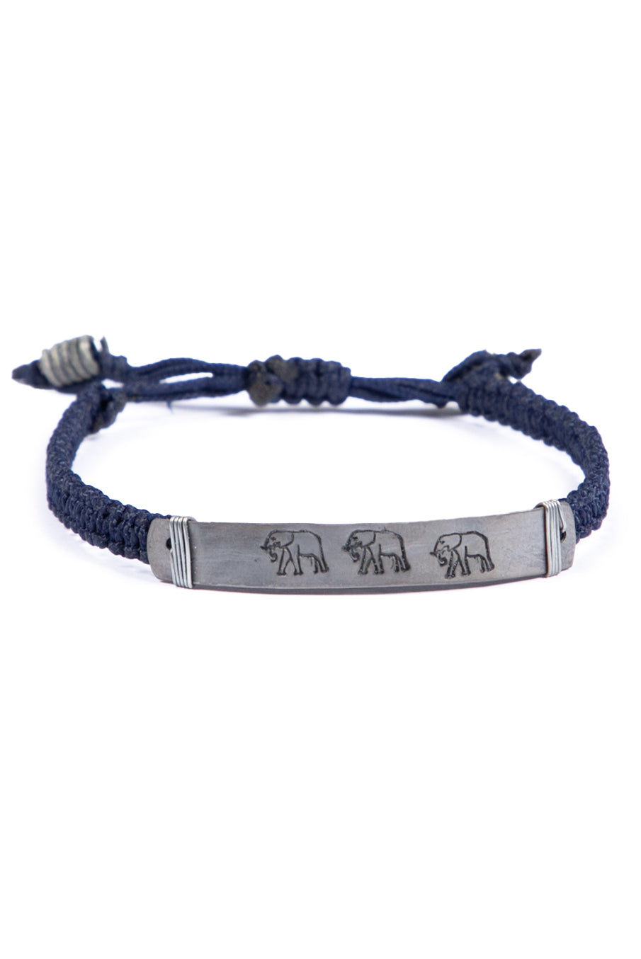 Hammered snare bracelet with elephant stamp