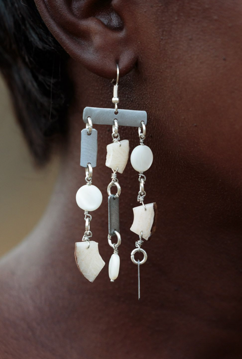 Rhino conservation snare & vegetable ivory earrings