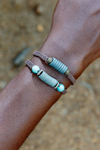 Snare and cord bracelet in turquoise