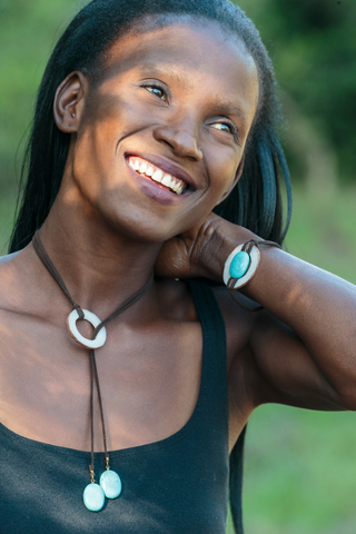 Vegetable ivory & turquoise necklace