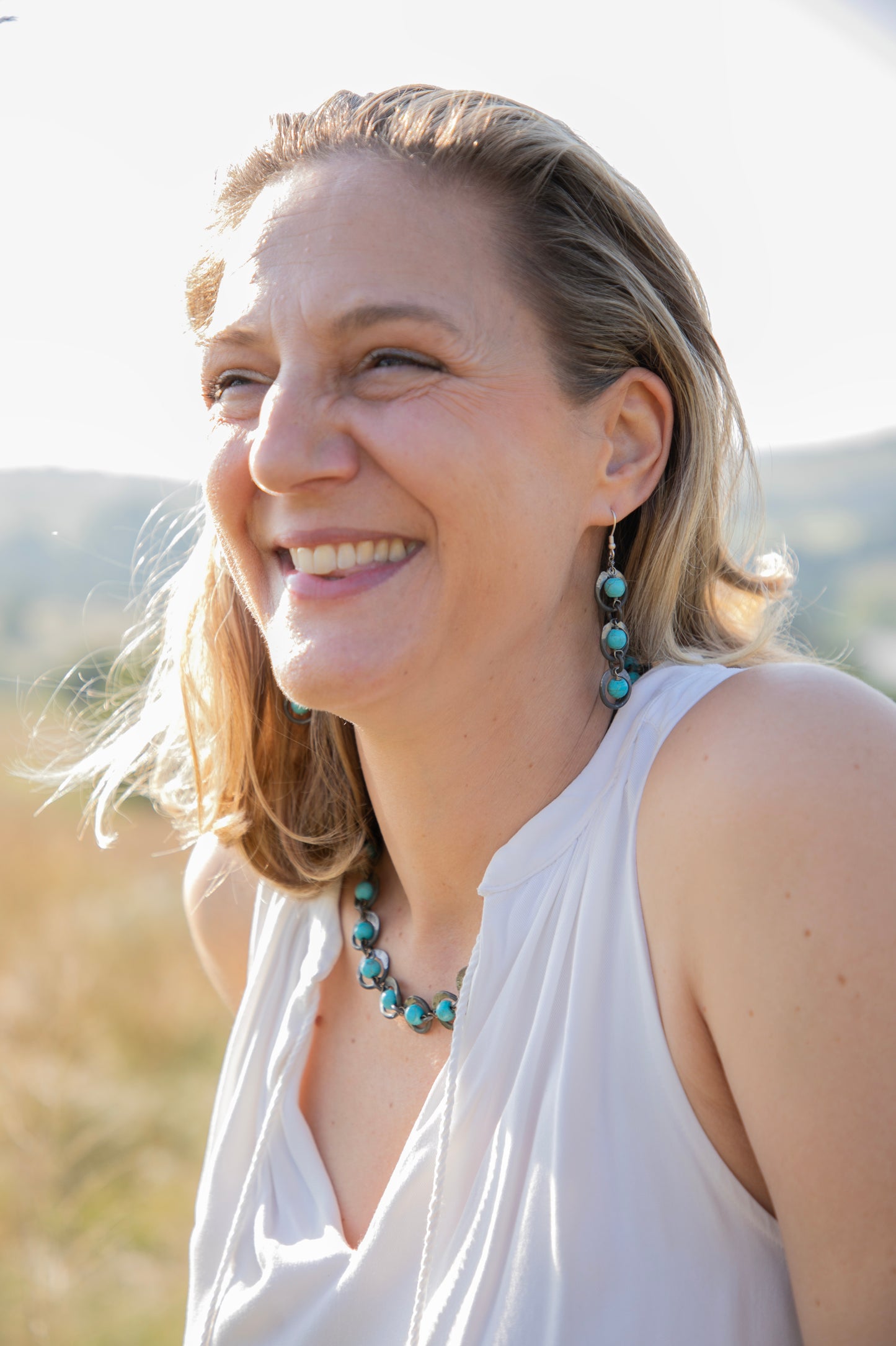 Snare chain earrings with turquoise
