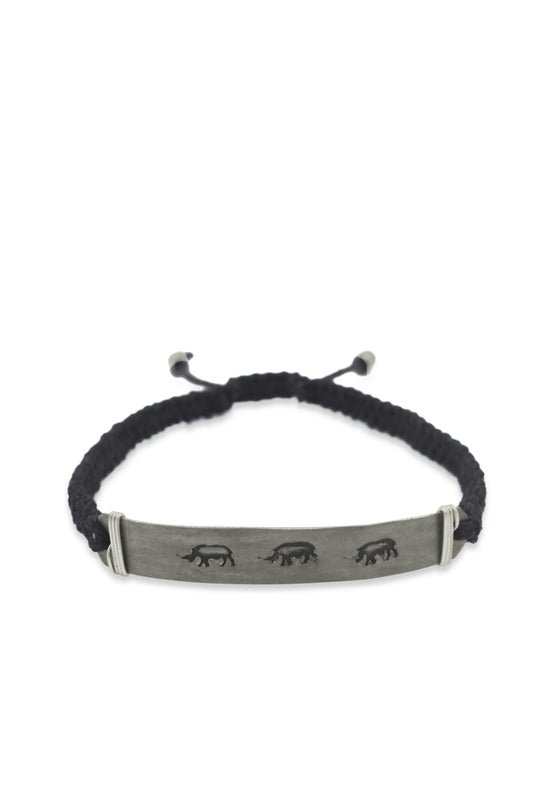 Hammered snare bracelet with rhino stamp