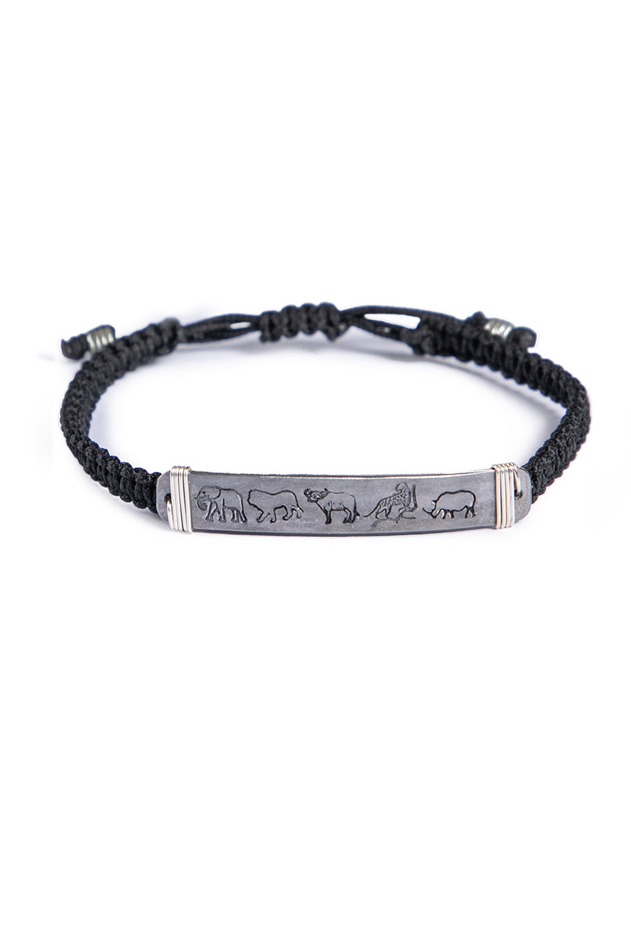 Hammered snare bracelet with big five stamp