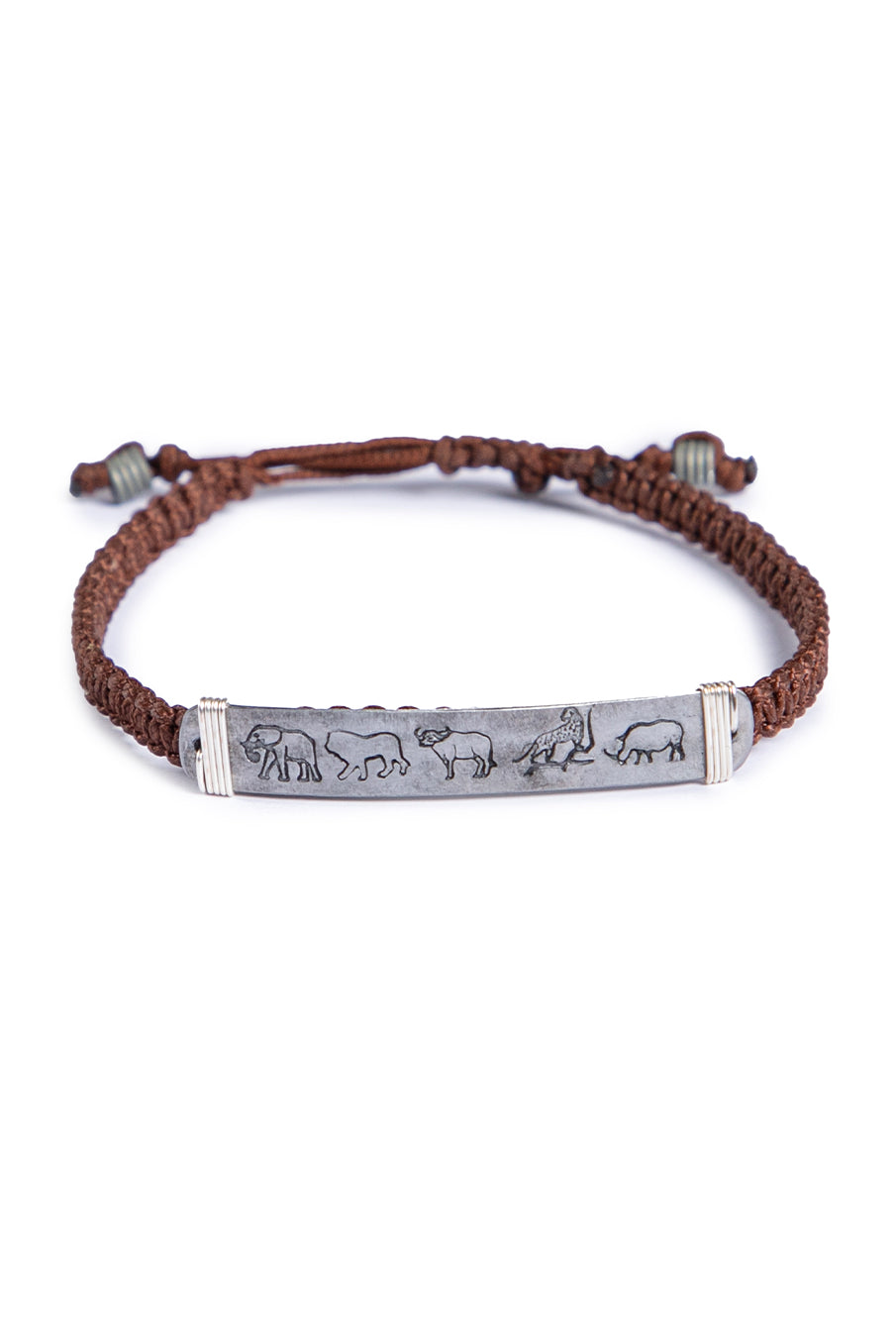 Hammered snare bracelet with big five stamp