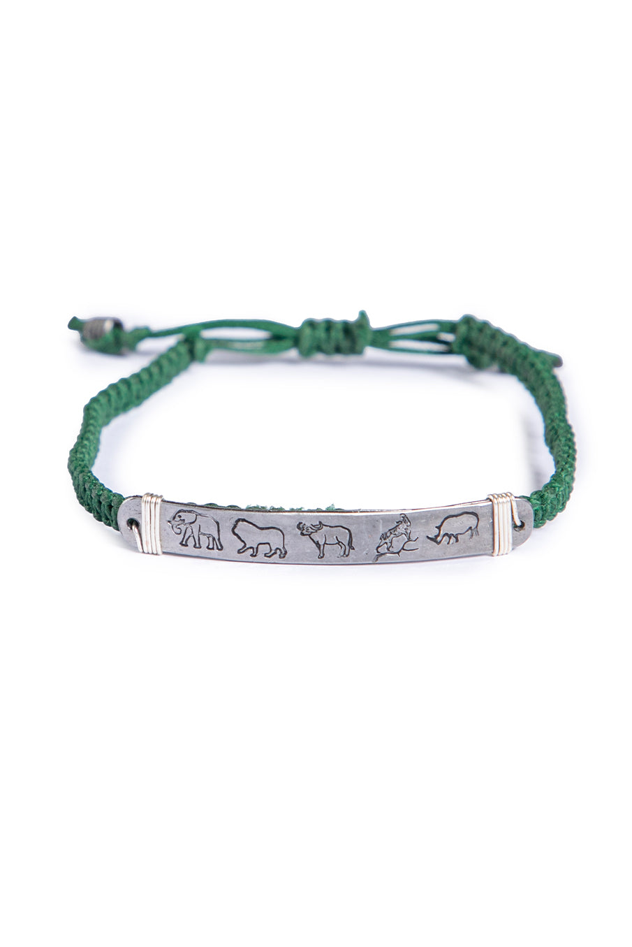 Hammered snare bracelet with big five stamp