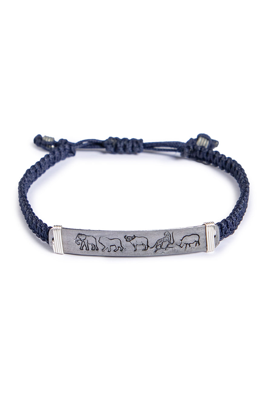 Hammered snare bracelet with big five stamp