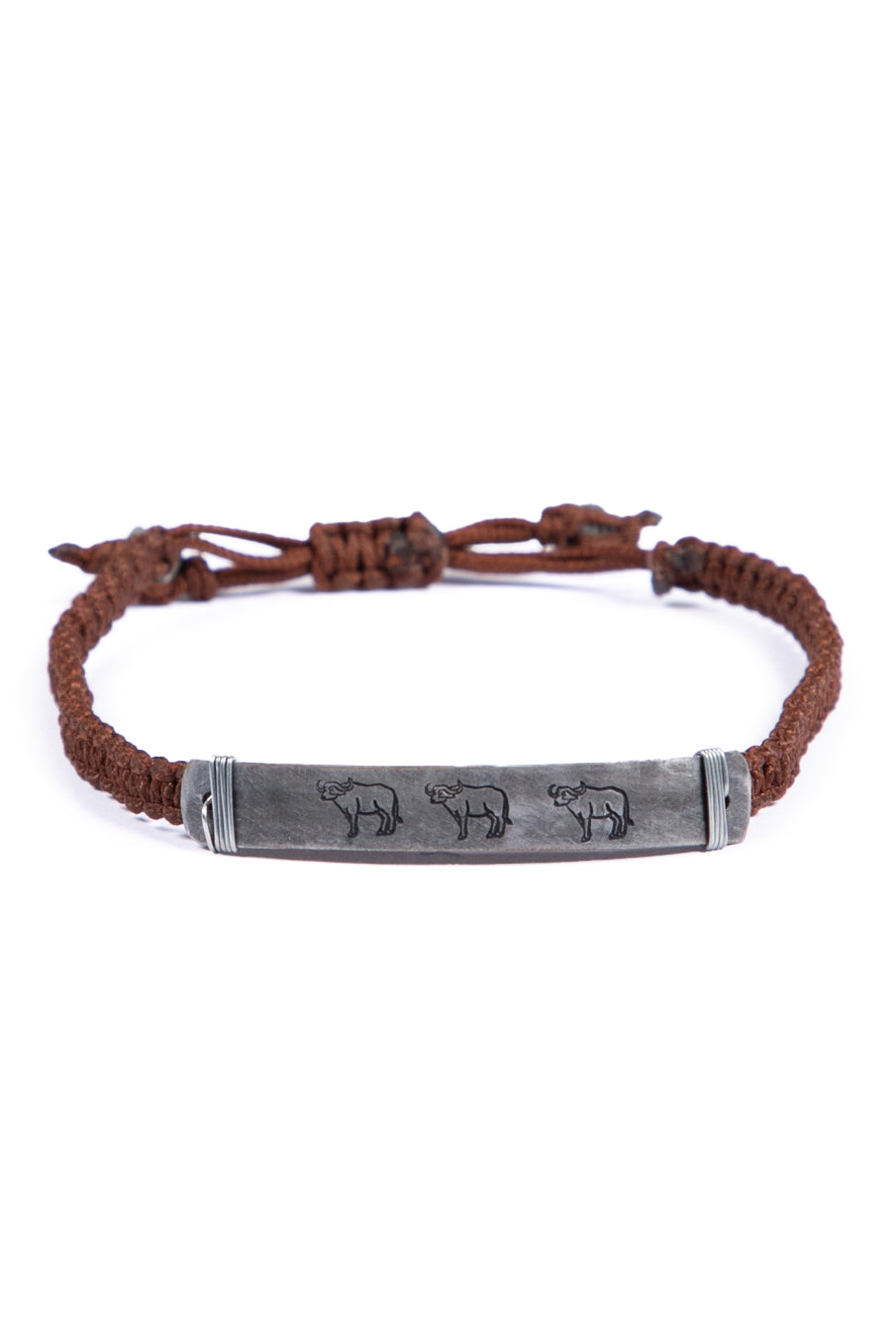 Hammered snare bracelet with buffalo stamp