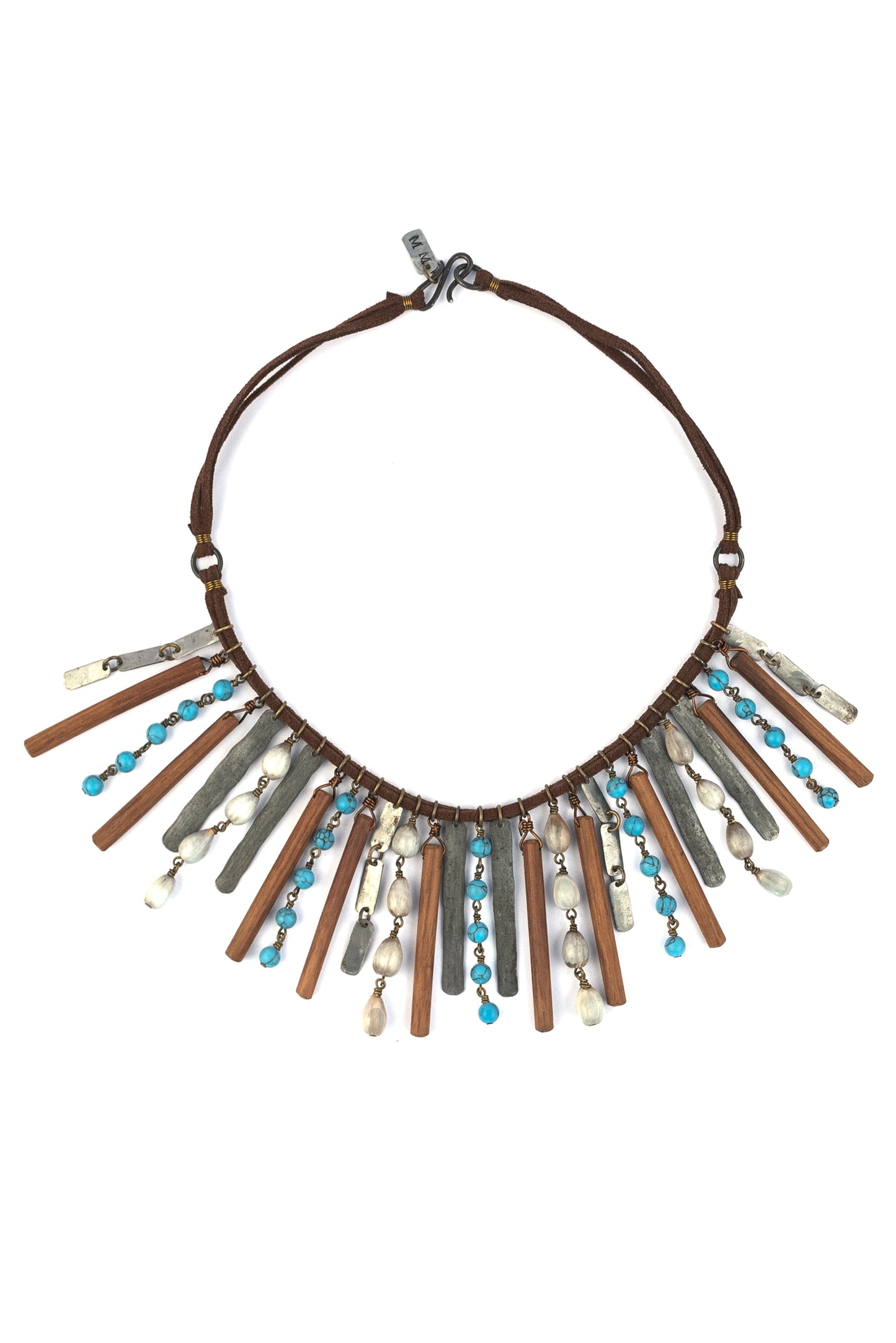 Organic element snare necklace in turquoise