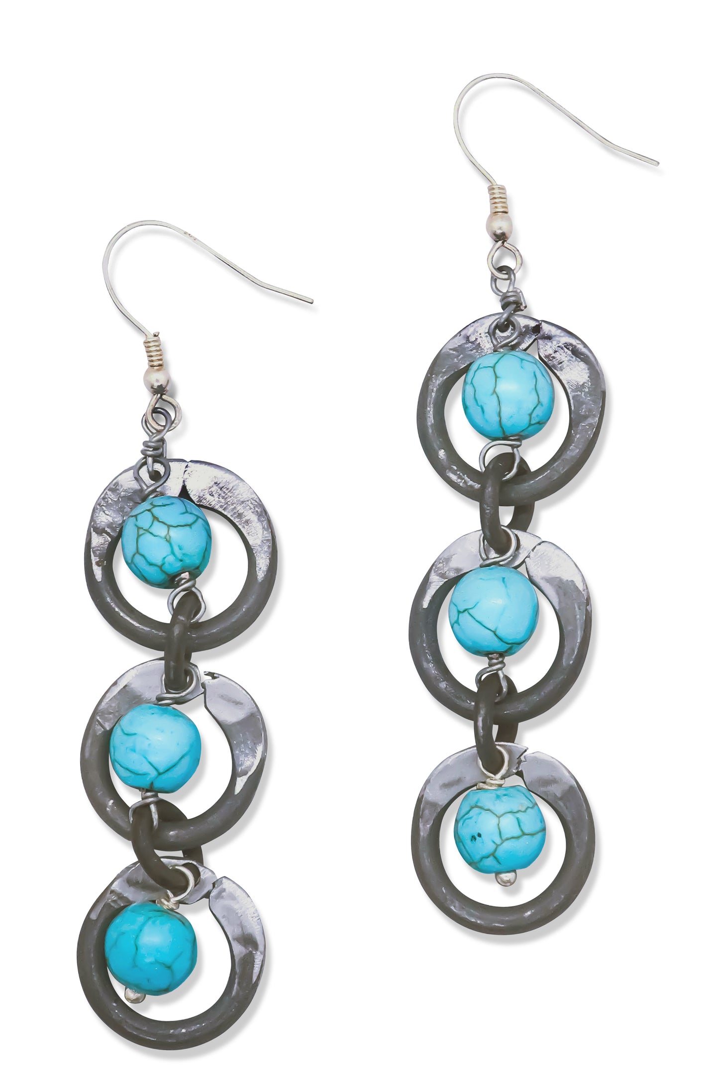 Snare chain earrings with turquoise