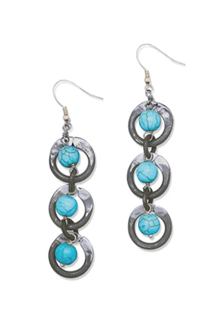 Snare chain earrings with turquoise