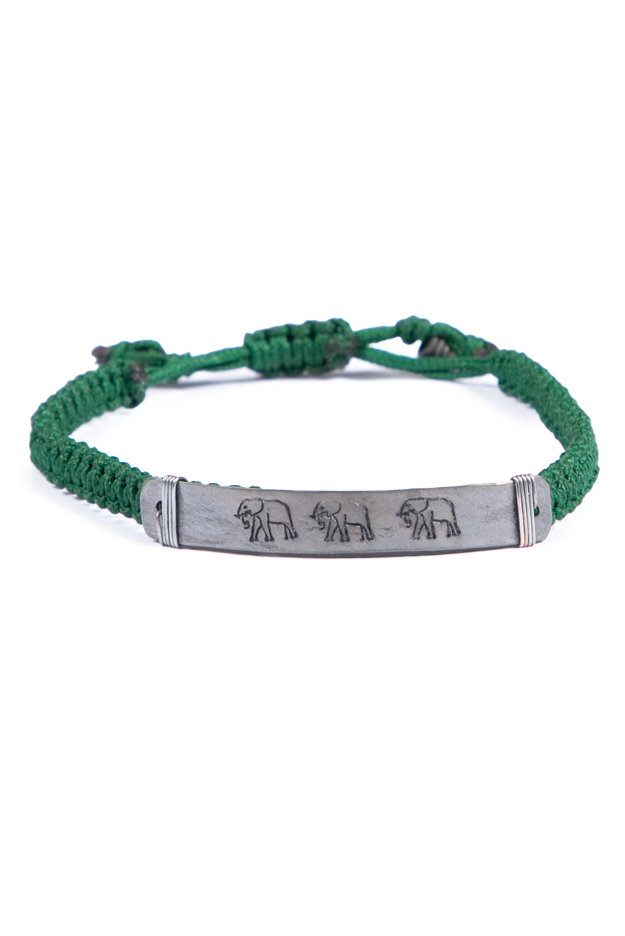 Hammered snare bracelet with elephant stamp