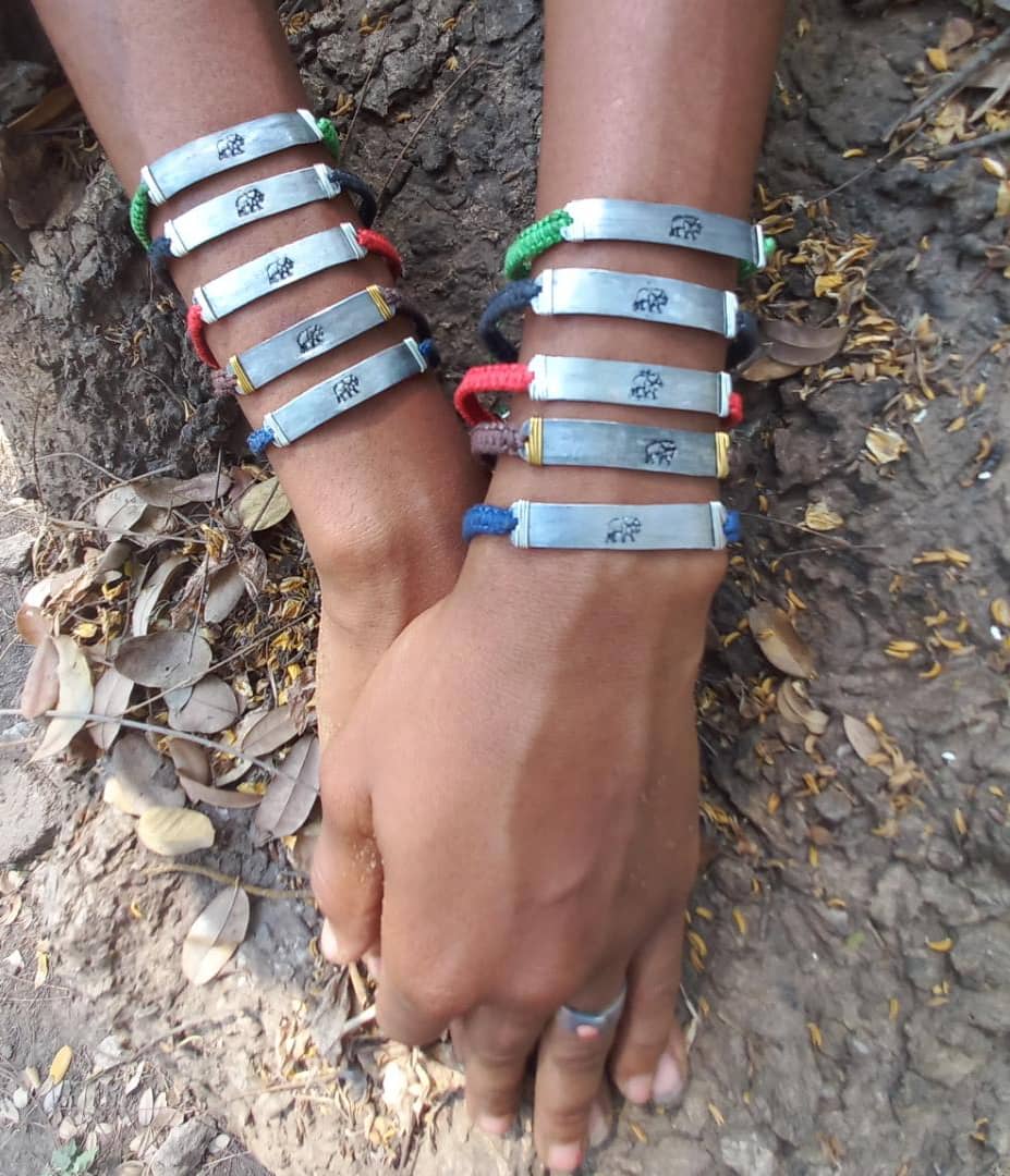 Hammered snare bracelet with buffalo stamp
