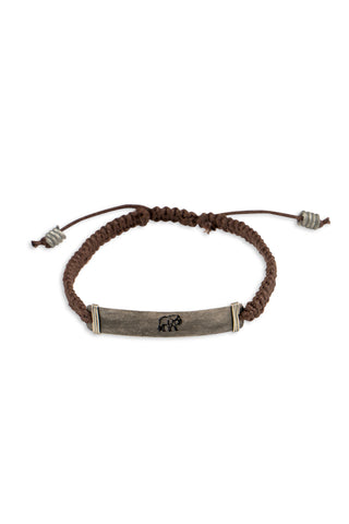Hammered snare & cord bracelet with elephant stamp