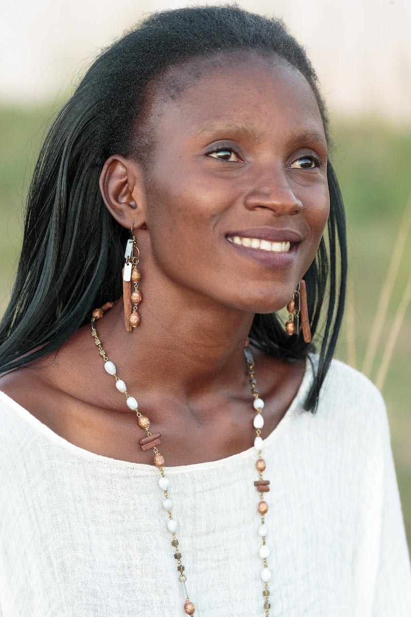 Organic element snare earrings in Ethiopian copper