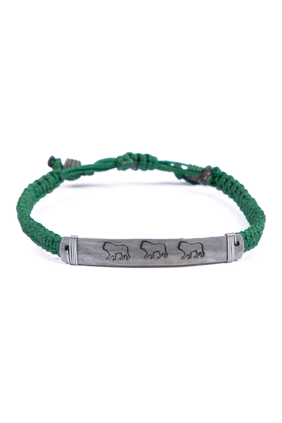 Hammered snare bracelet with lion stamp