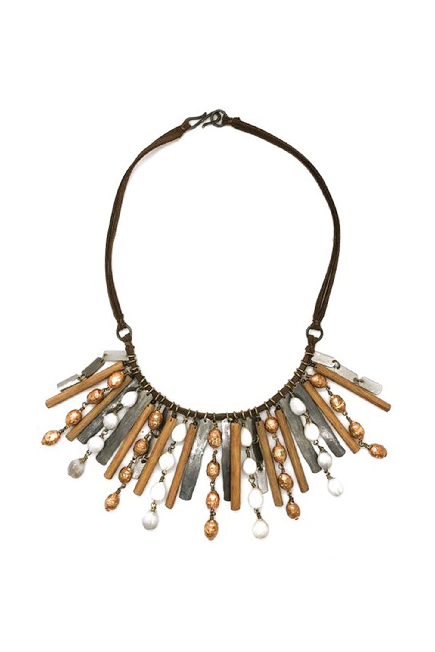 Organic element snare necklace in ethiopian copper