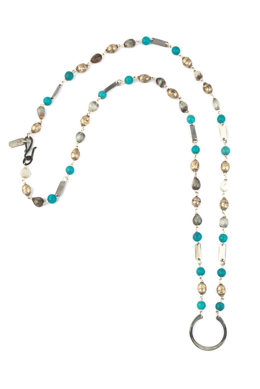 Turquoise & Ethiopian prayer bead snare necklace