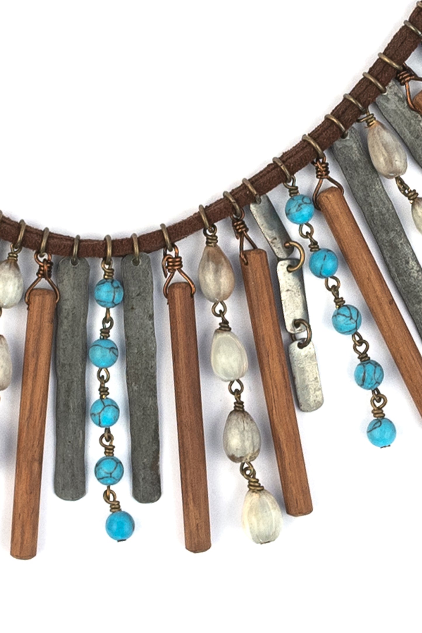 Organic element snare necklace in turquoise