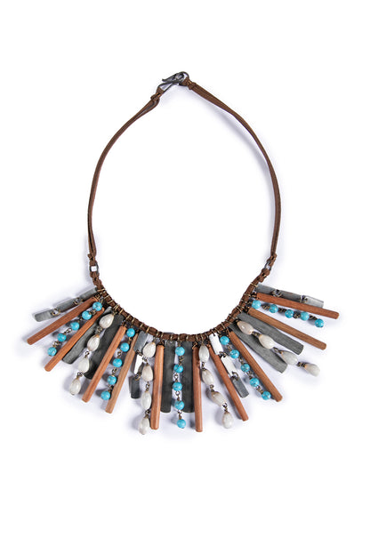 Organic element snare necklace in turquoise