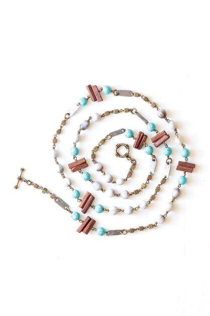 Organic element snare bracelet & necklace in turquoise