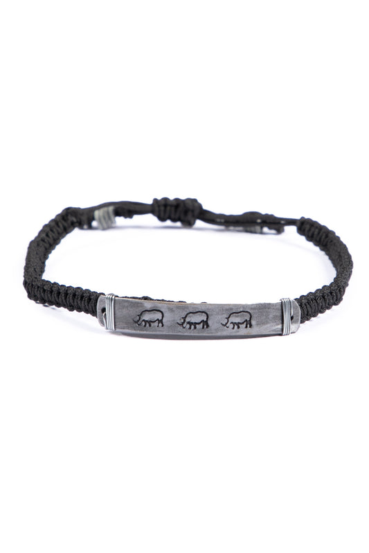 Hammered snare bracelet with rhino stamp