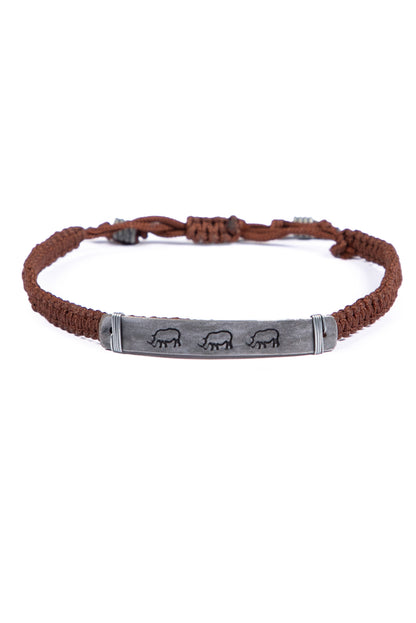 Hammered snare bracelet with rhino stamp