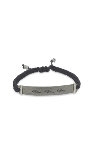 Hammered snare & cord bracelet with pangolin stamp