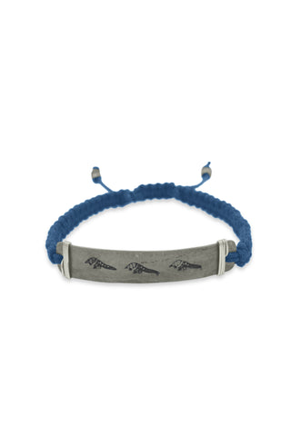 Hammered snare & cord bracelet with pangolin stamp