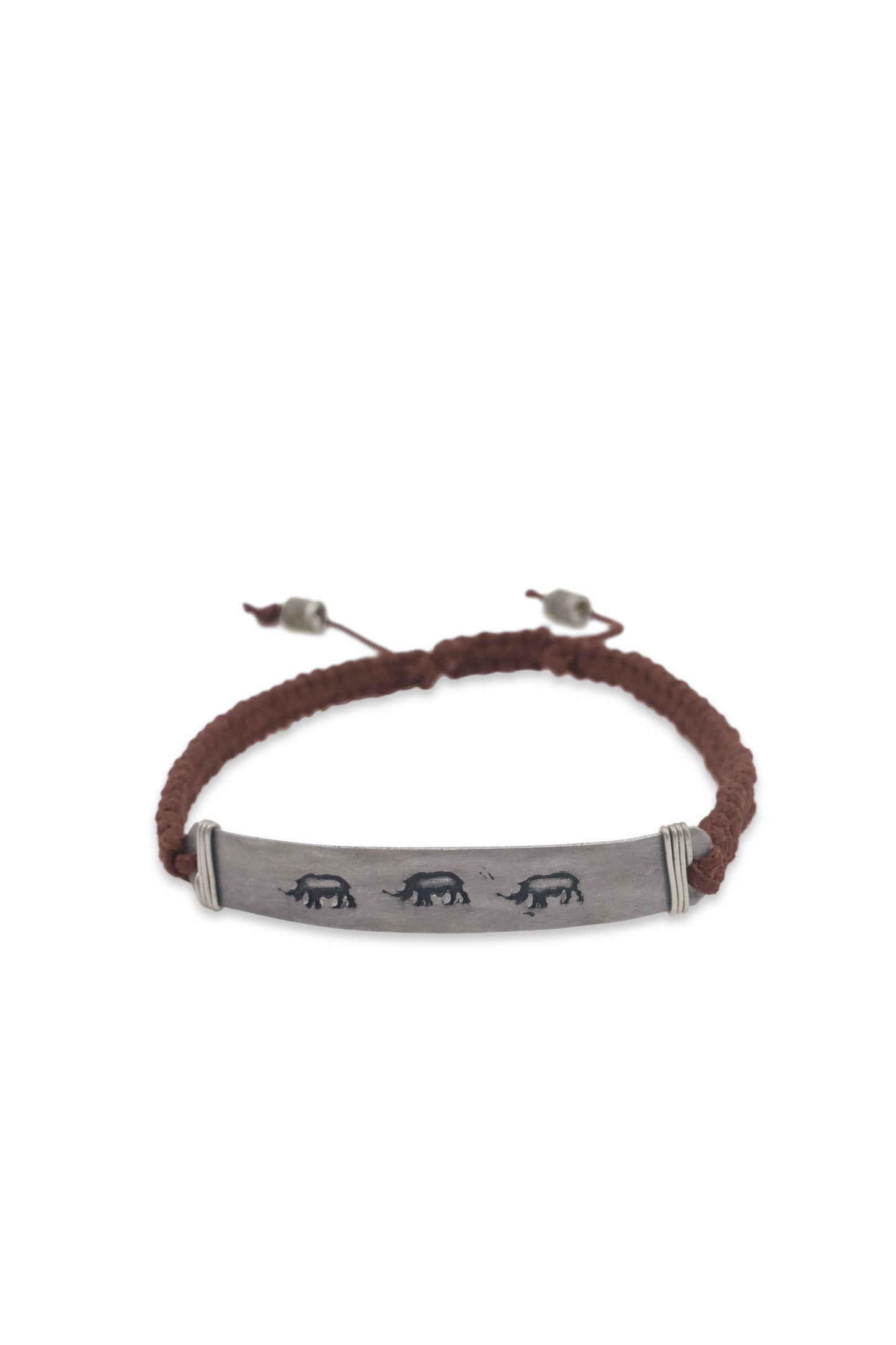 Hammered snare bracelet with rhino stamp