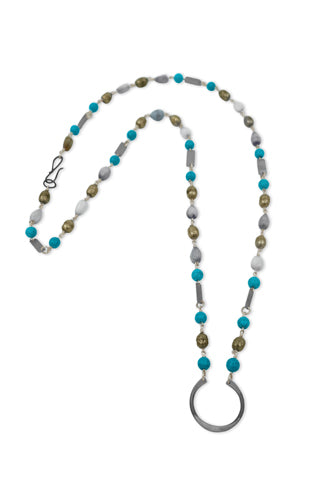 Turquoise & Ethiopian prayer bead snare necklace