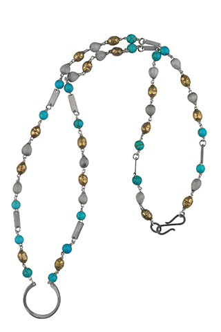 Turquoise & Ethiopian prayer bead snare necklace