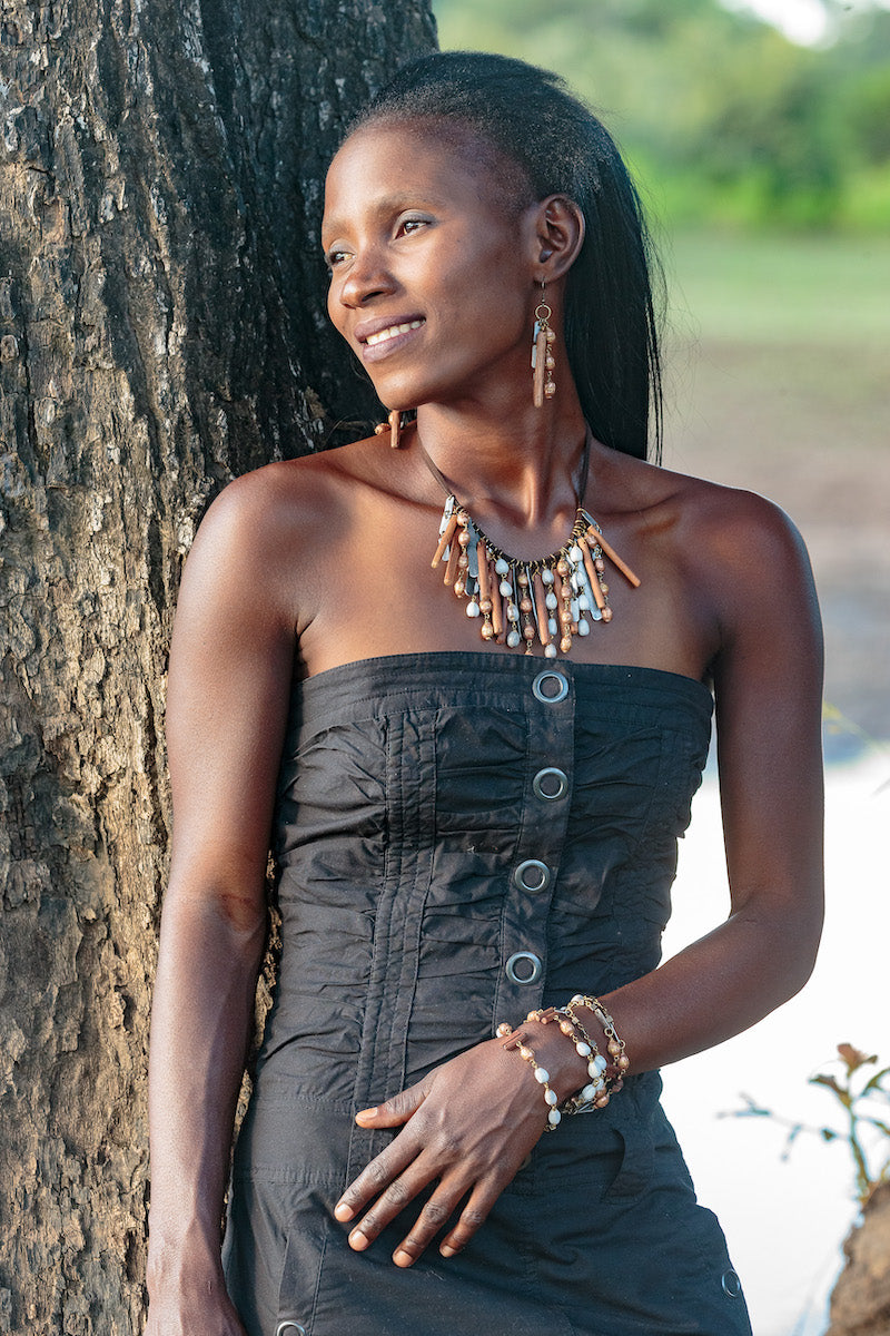 Organic element snare bracelet & necklace in Ethiopian copper