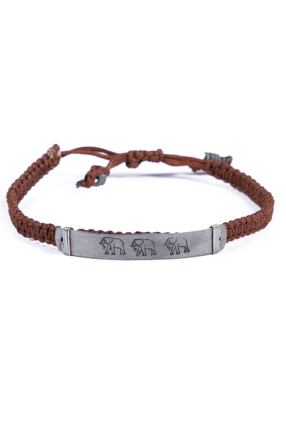 Hammered snare bracelet with elephant stamp