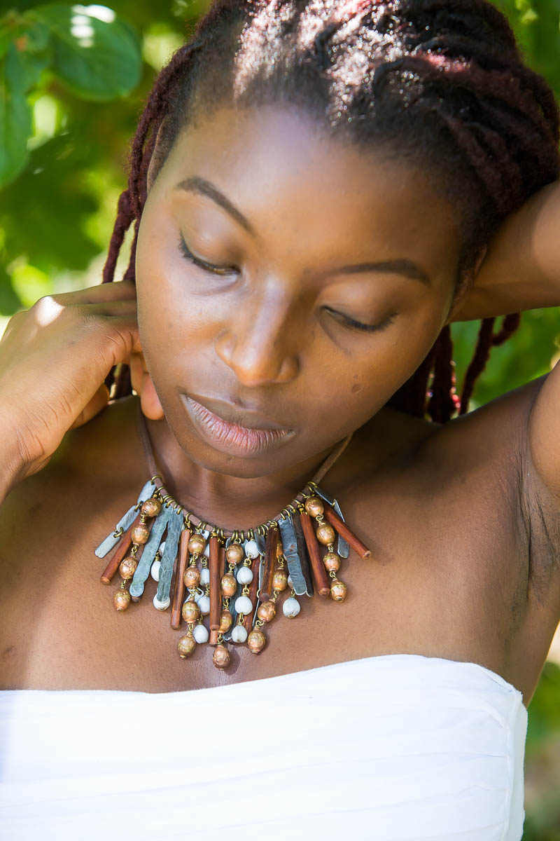 Organic element snare necklace in ethiopian copper