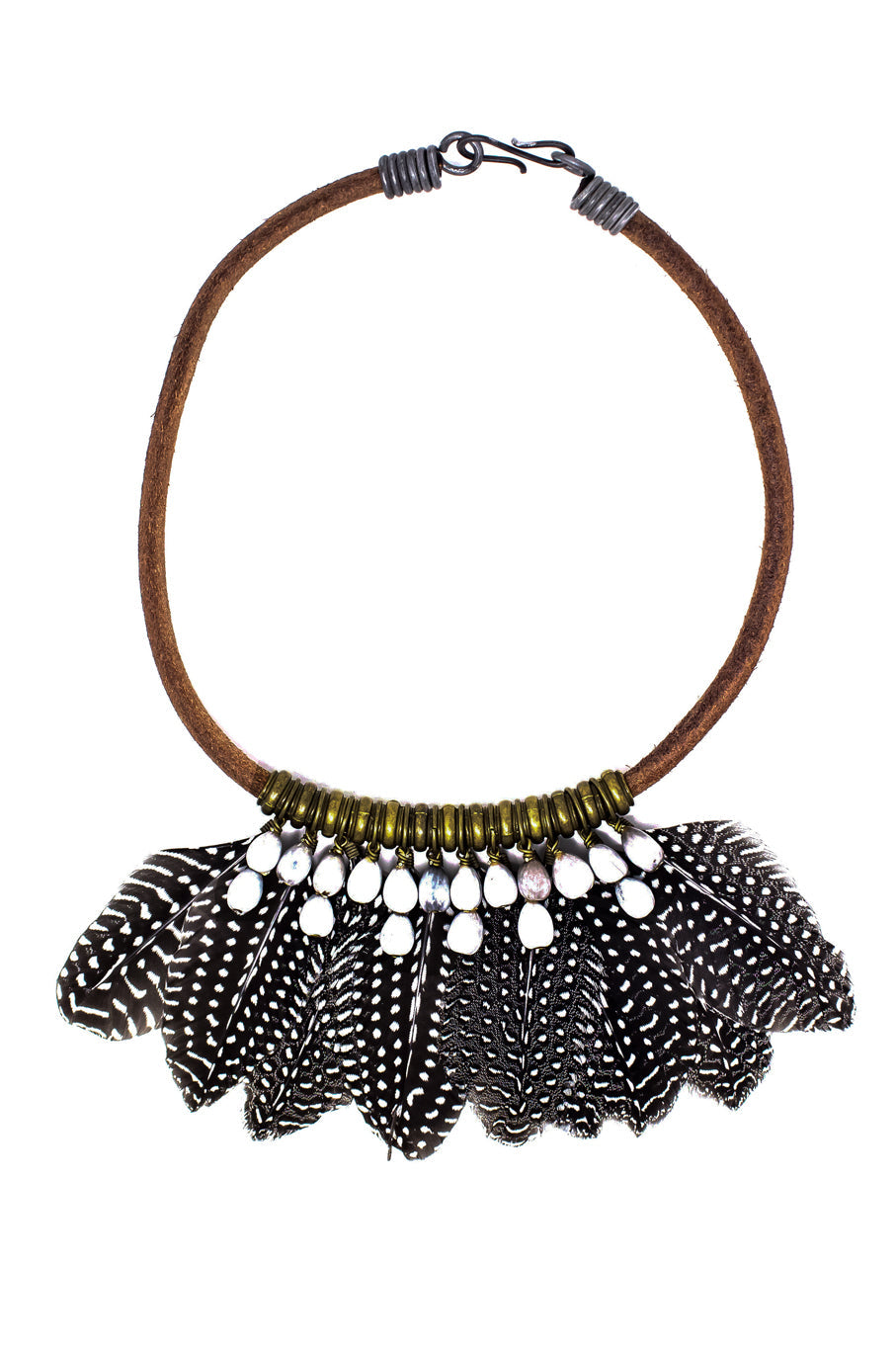 Guinea fowl feather necklace