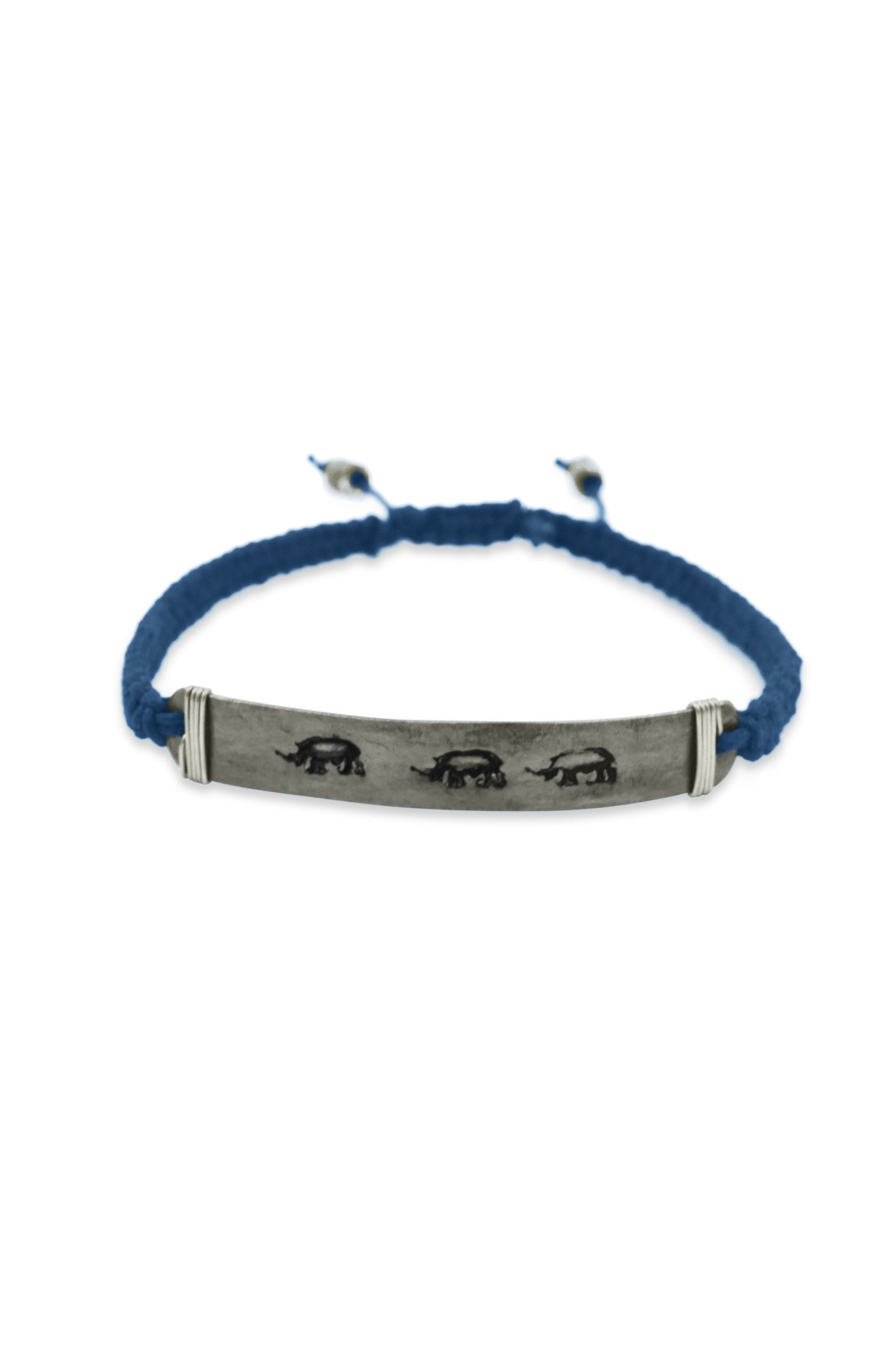 Hammered snare bracelet with rhino stamp