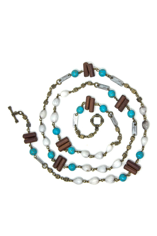 Organic element snare bracelet & necklace in turquoise