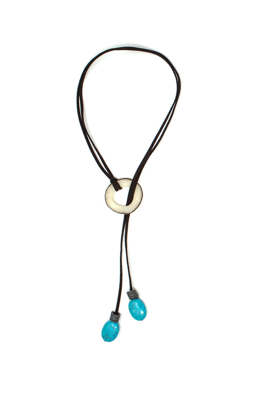 Vegetable ivory & turquoise necklace