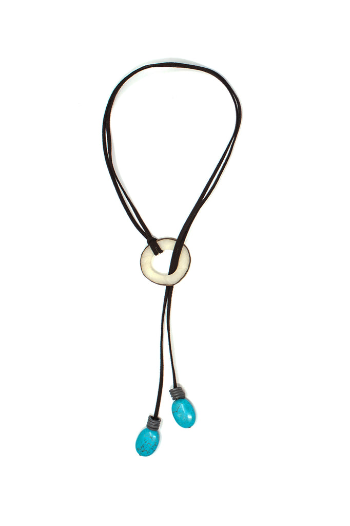 Vegetable ivory necklace in turquoise