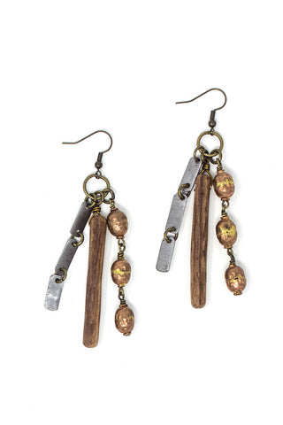 Organic element snare earrings in Ethiopian copper