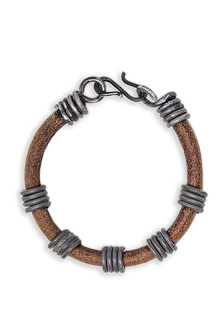 Leather snare bracelet plain