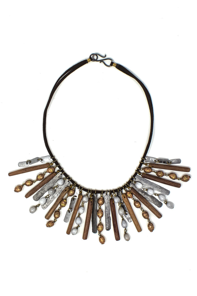 Organic element snare necklace in ethiopian copper