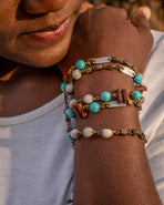 Organic element snare bracelet & necklace in turquoise
